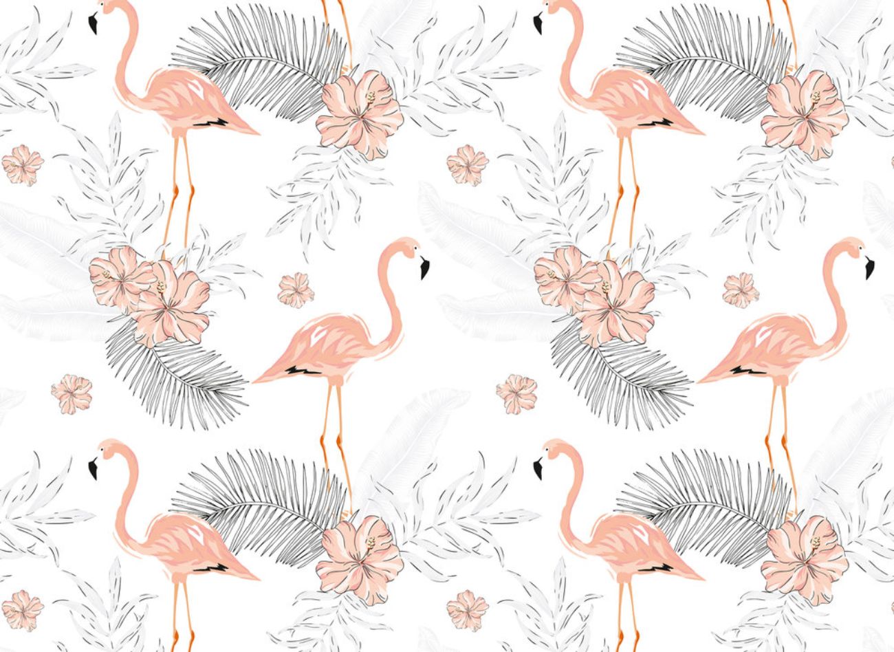 Φωτοταπετσαρία τοίχου φλαμίνγκο ''Tropical Vibes'' DD118582-96